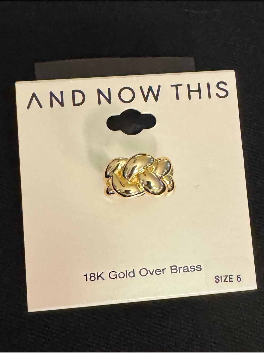 AND NOW THIS 18K Gold Over Brass Chain Link Ring Size 6 NWT
